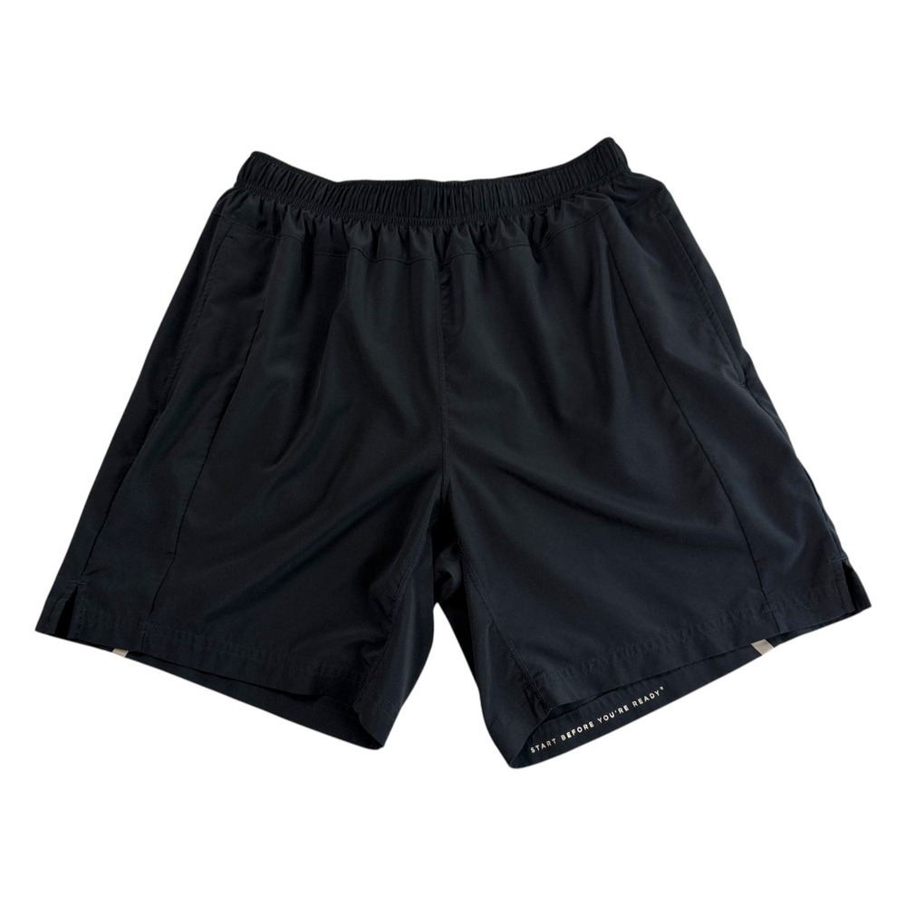 Four Laps Mens Running Shorts Sz M Black Stretch Lined Athletic Gym Training